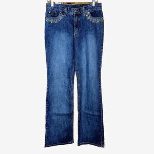 Vintage Lawman Western Jeans Sz 9 Rhinestone Embroidery Y2K Cowgirl Bootcut